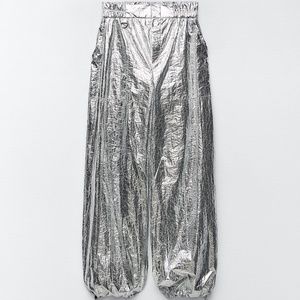 ZARA WIDE LEG METALLIC PANTS